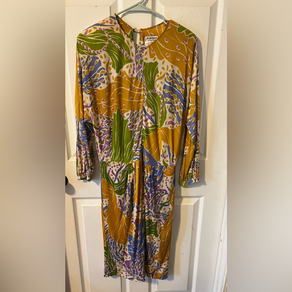 YVES SAINT LAURENT Vintage 100% Silk Dress size euro 44